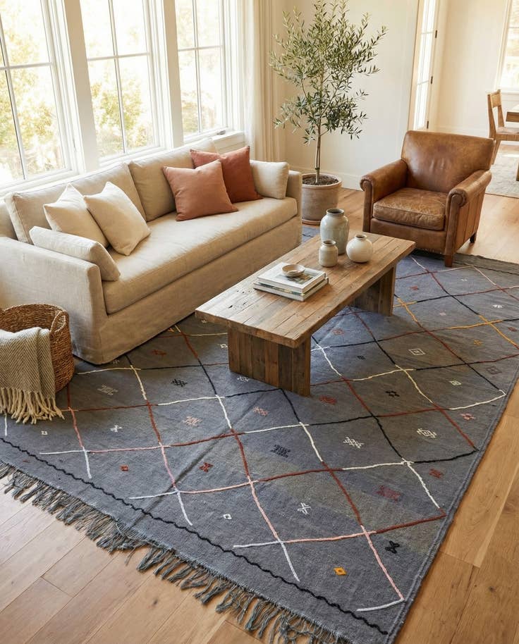 Detail image of 6' 5 x 9' 2 Hand Knotted Moroccan Wool Rug