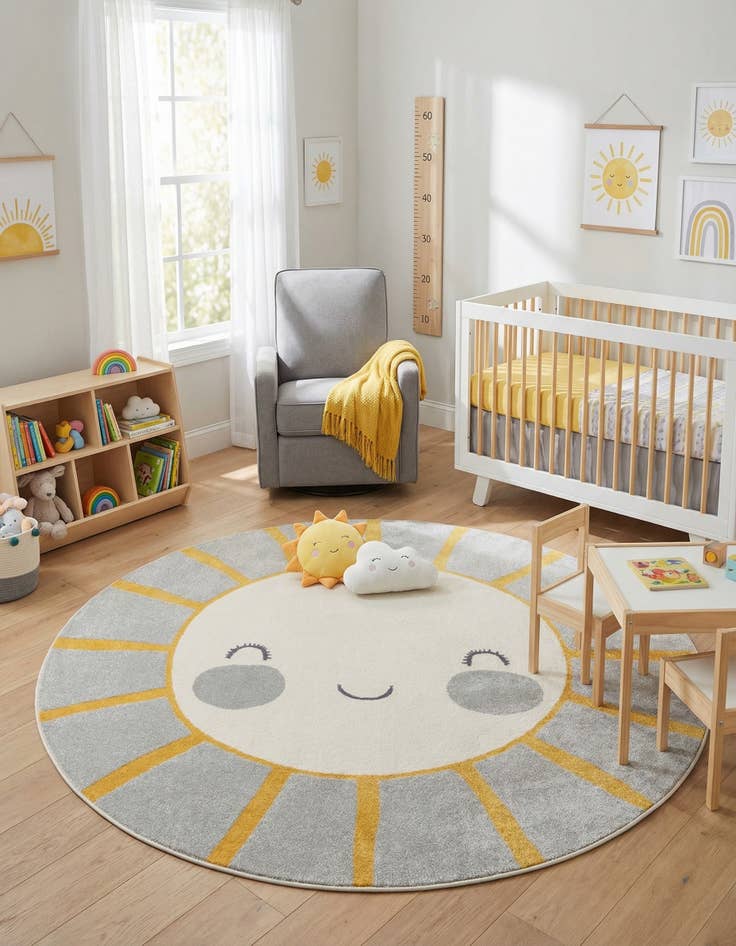Detail image of 7' 10 x 7' 10 Sun Whimsy Kids Round Rug