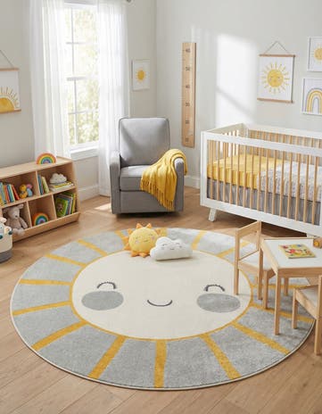 7' 10 x 7' 10 Sun Whimsy Kids Round Rug