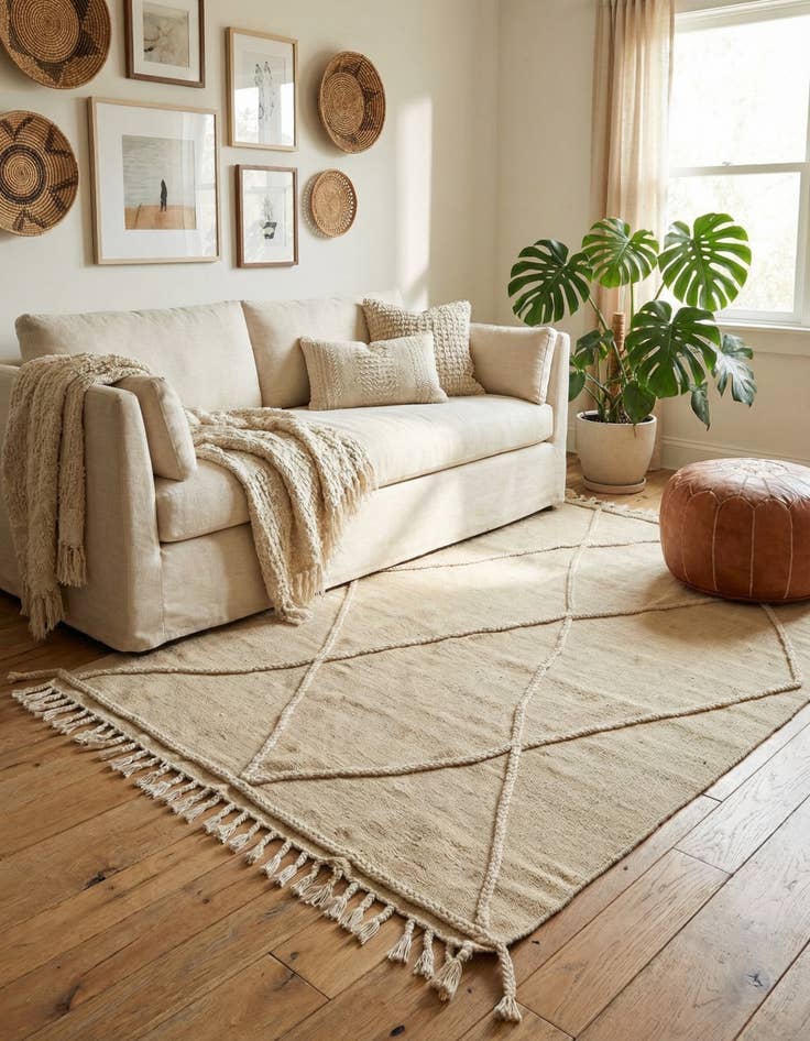 Detail image of 3' 7 x 4' 9  Hand Knotted Moroccan Wool Rug