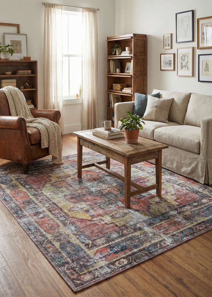 7' 3 x 7' 3 Washable Maahru Square Rug