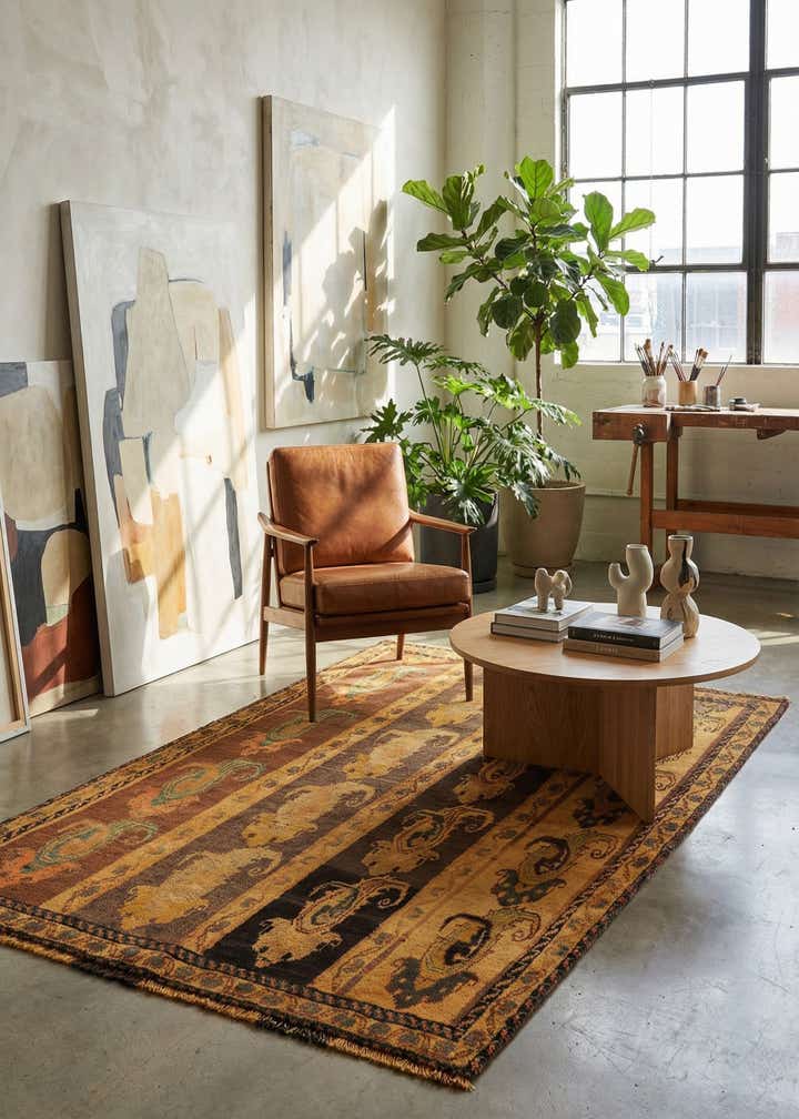 3' 9 x 6' 3 Gabbeh Wool Rug