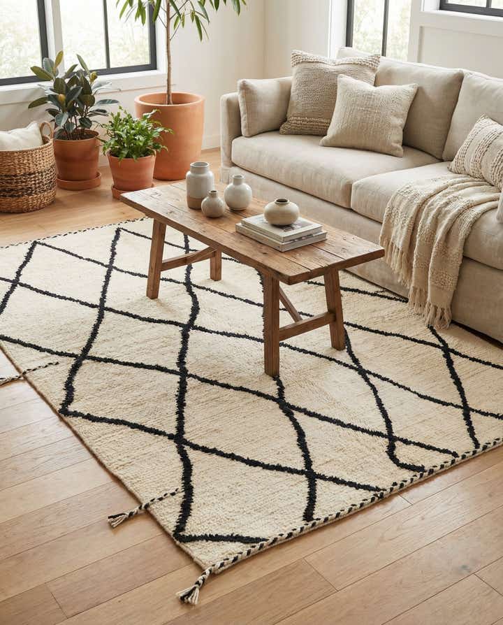 5' 3 x 7' 3 Hand Knotted Moroccan Wool Rug