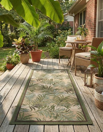 2' 7 x 5' 3 Easy-Clean Botanical Indoor / Outdoor Runner Rug