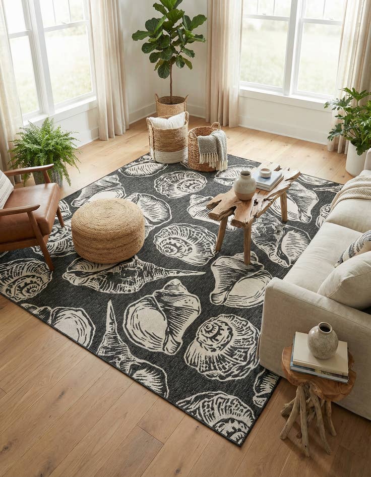 Detail image of 10' x 10'  Washable Coastal Indoor / Outdoor Square Rug