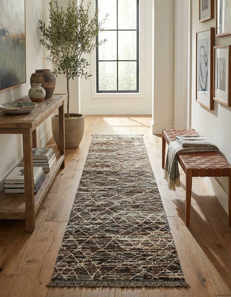 Detail image of 3' 5 x 15' 9  Hand Knotted Moroccan Wool Runner Rug