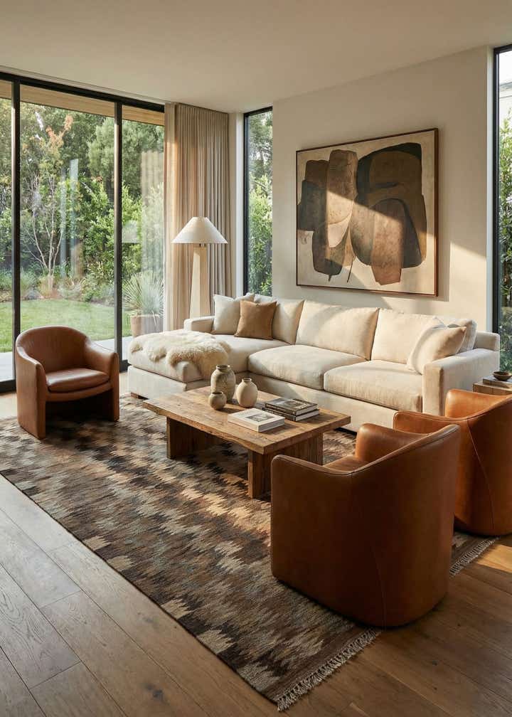 5' 8 x 8' 2 Hand Woven Kilim Modern Wool Rug