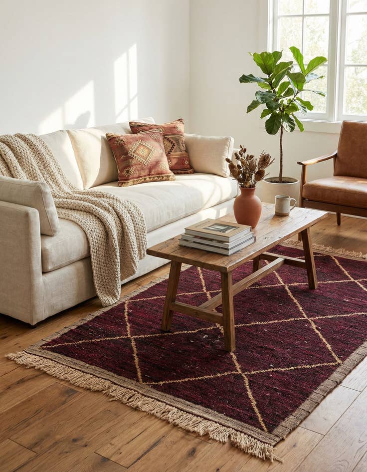 Detail image of 4' x 6' 7 Hand Knotted Moroccan Wool Rug