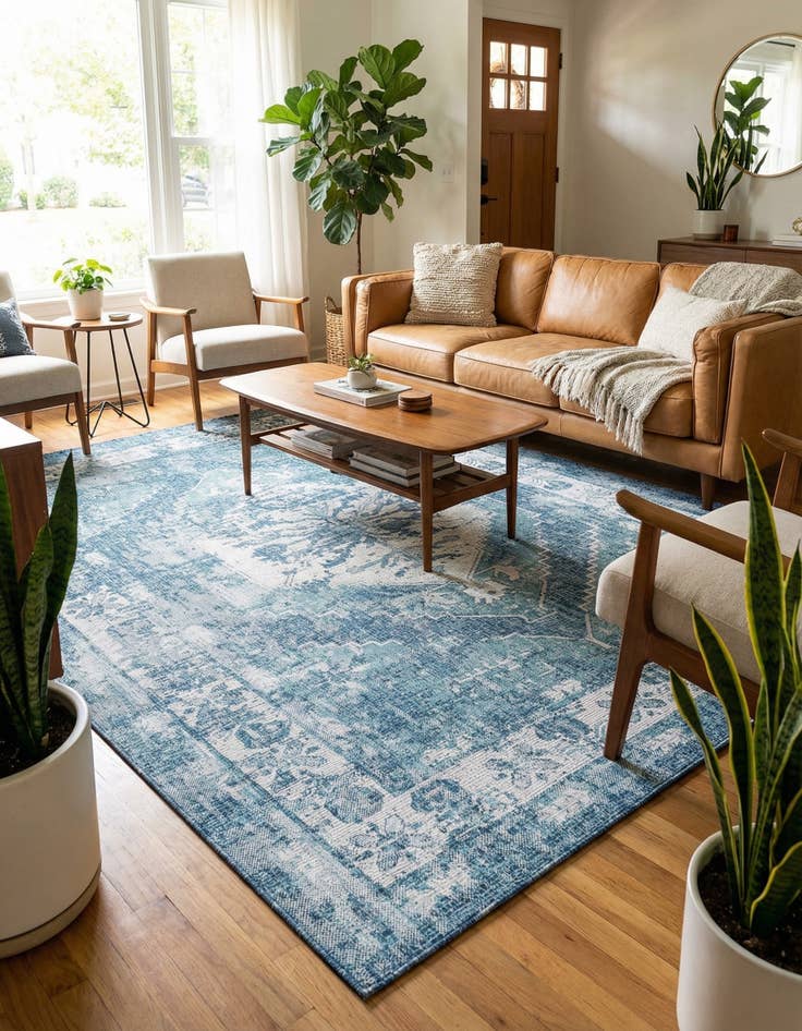 Detail image of  7' x 10'  Washable Traditional Indoor / Outdoor Rug