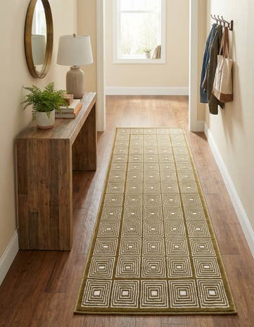 Olive Green Aakaar Runner Rug