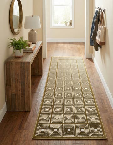Olive Green Aakaar Runner Rug