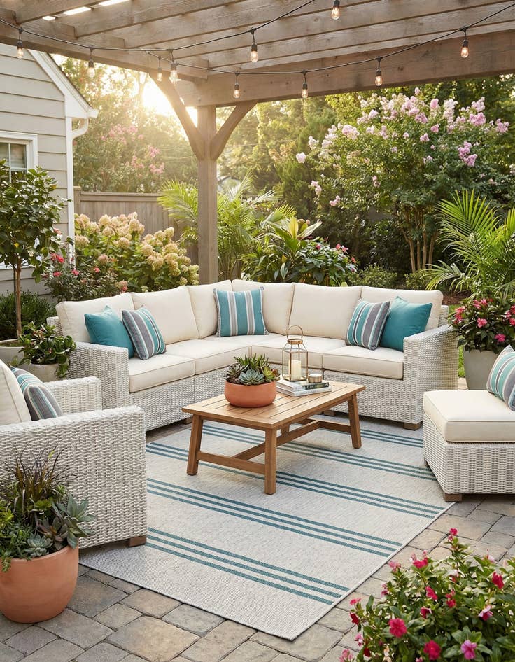 Detail image of 6' x 9' Easy-Clean Jill Zarin Anguilla Indoor / Outdoor Rug