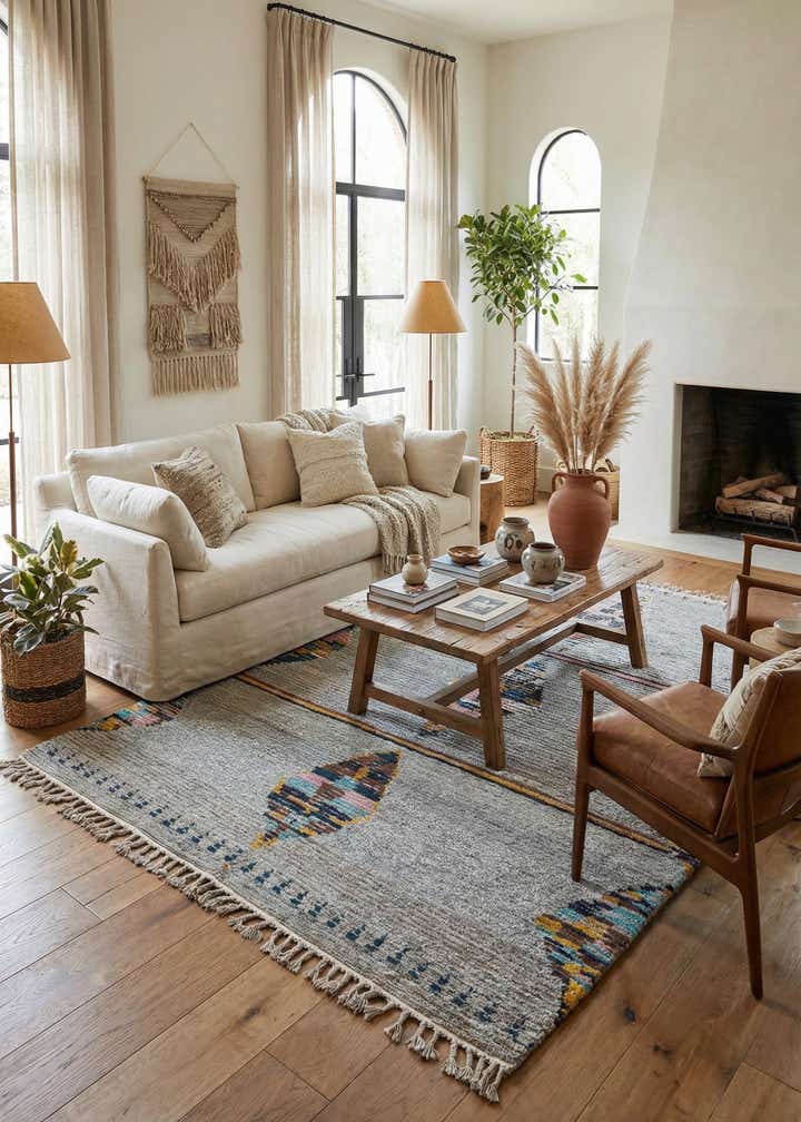 6' 2 x 8' 9 Hand Knotted Moroccan Wool Rug