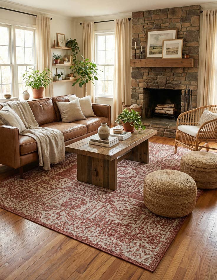 Detail image of  6' x 9'  Washable Traditional Indoor / Outdoor Rug