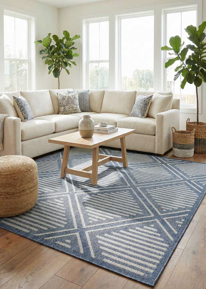 7' 10 x 7' 10 Easy-Clean Trellis Indoor / Outdoor Square Rug