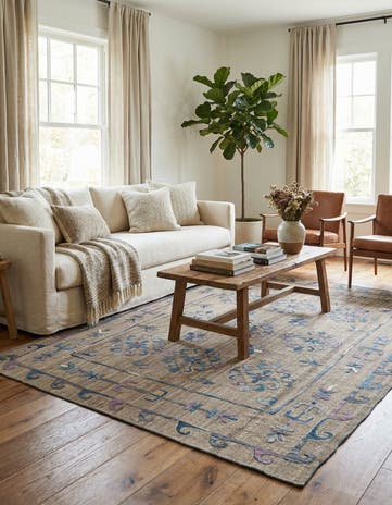 5' 10 x 7' Hand Woven Kilim Suzani Wool Rug
