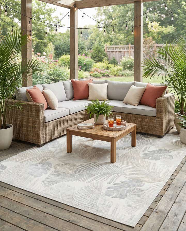 9' 9 x 12' Easy-Clean Botanical Indoor / Outdoor Rug