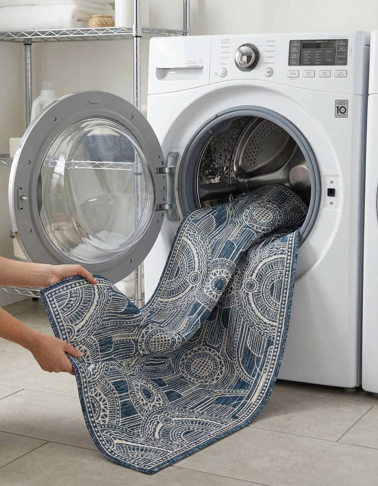 Detail image of  2' 7 x 12'  Washable Traditional Indoor / Outdoor Runner Rug