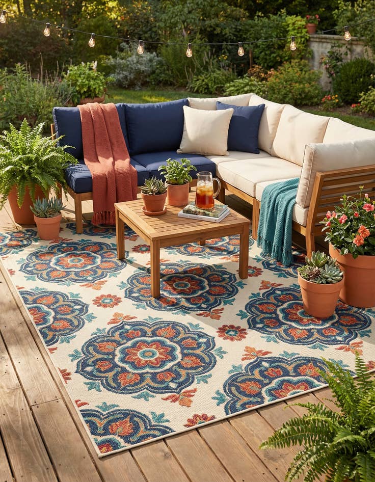 Detail image of 7' 10 x 10'  Washable Belize Indoor / Outdoor Rug