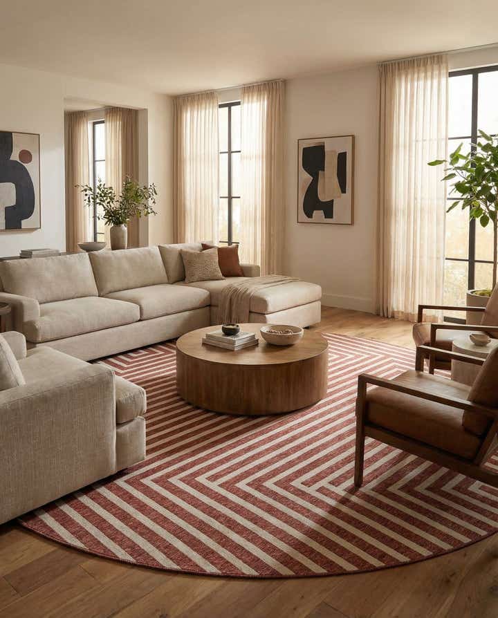 12' x 12' Easy-Clean Modern Indoor / Outdoor Round Rug