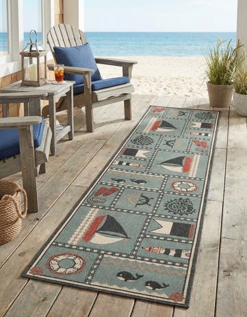 2' 7 x 10' Easy-Clean Coastal Indoor / Outdoor Runner Rug