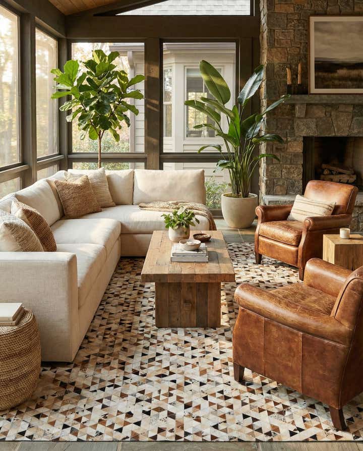 7' 10 x 9' 10 Cowhide - Patchwork Rug