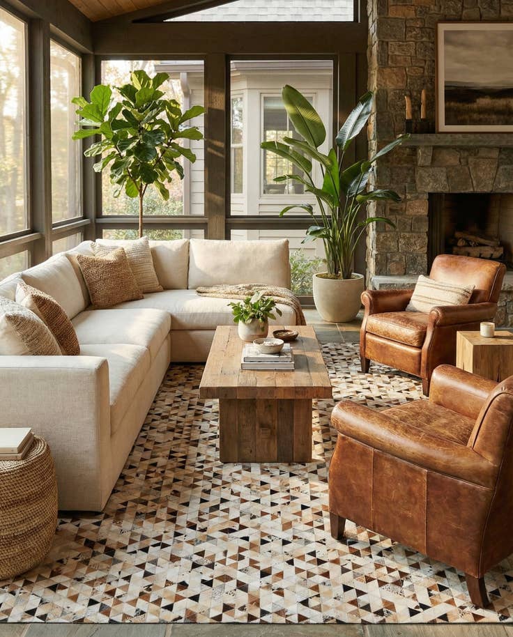 Detail image of 7' 10 x 9' 10 Cowhide - Patchwork Rug
