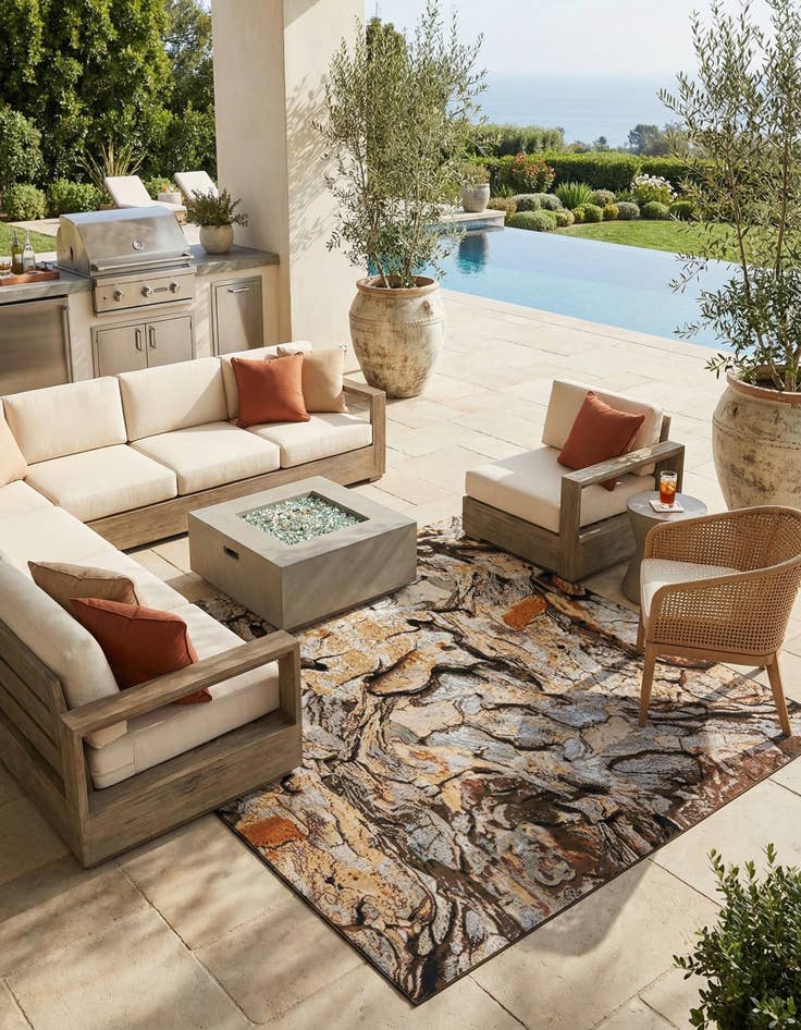 Detail image of 10' x 10'  Washable Modern Indoor / Outdoor Square Rug