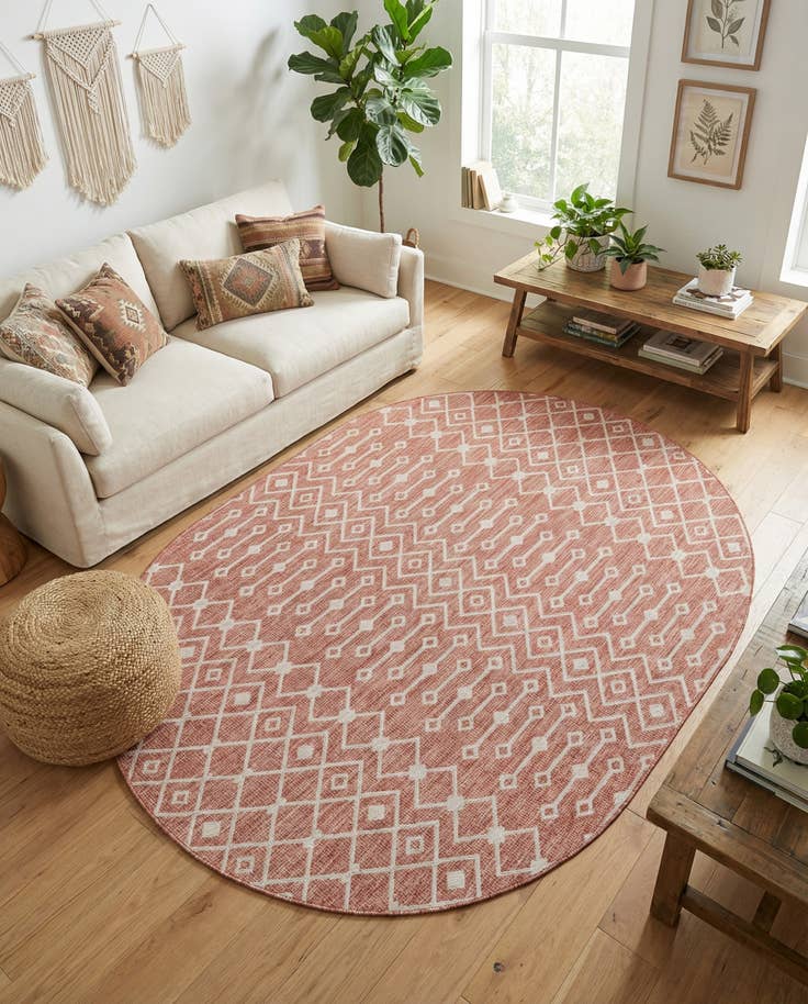 Detail image of 7' 10 x 10' Easy-Clean Trellis Indoor / Outdoor Oval Rug