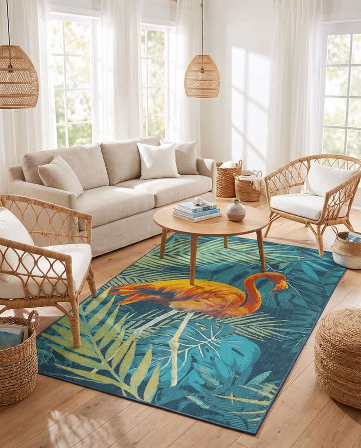 5' 3 x 8' Easy-Clean Coastal Indoor / Outdoor Rug