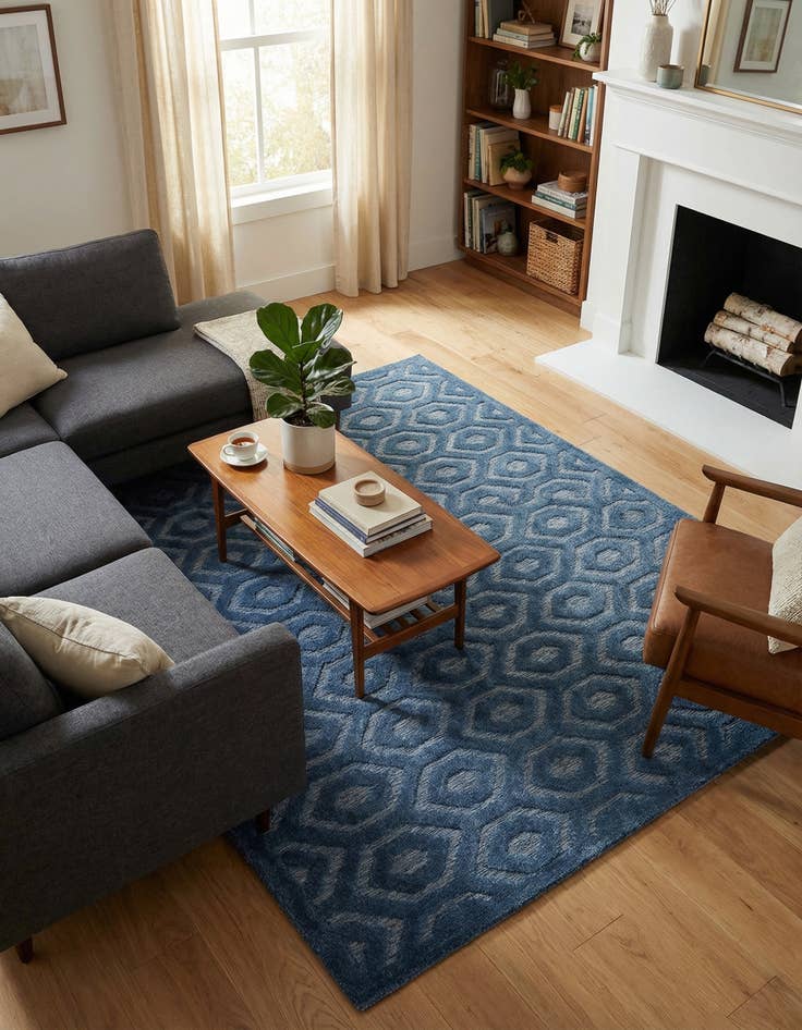 Detail image of 7' 10 x 7' 10  Washable Trellis Textured Indoor / Outdoor Square Rug