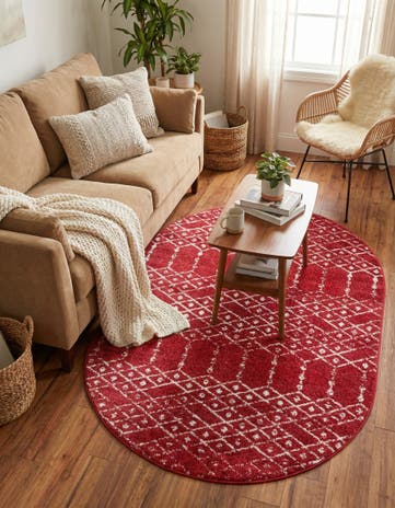 Raspberry Pink Paxon Trellis Oval Rug
