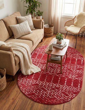 Raspberry Pink Paxon Trellis Oval Rug