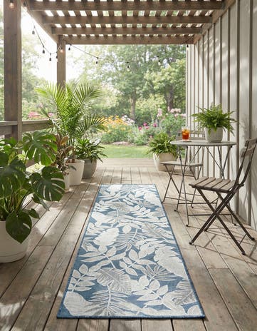 2' 2 x 8' Easy-Clean Botanical Indoor / Outdoor Runner Rug