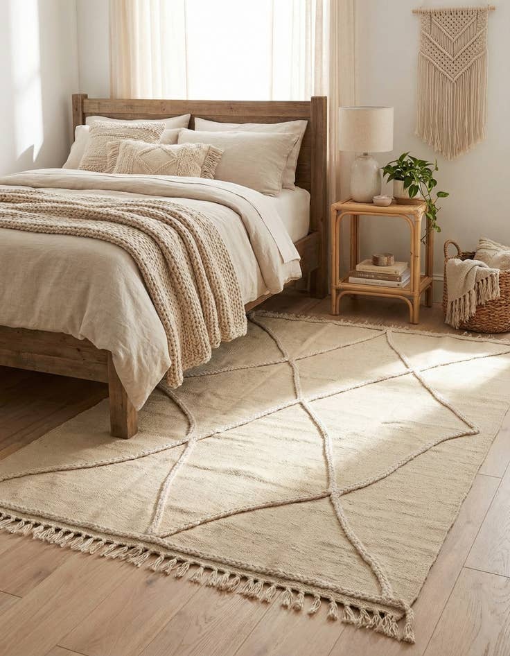 Detail image of  3' 5 x 5'  Hand Knotted Moroccan Wool Rug