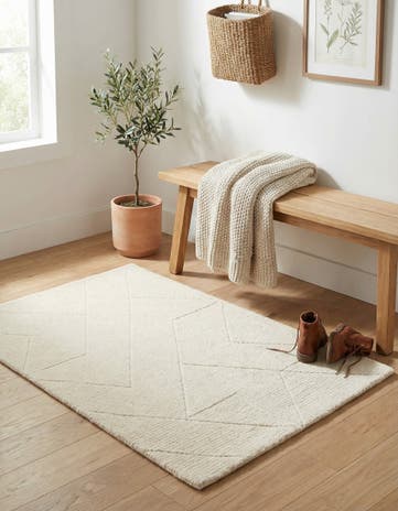Pearl Ivory WoolCraft Geometric Rug