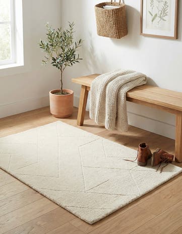 Pearl Ivory WoolCraft Geometric Rug