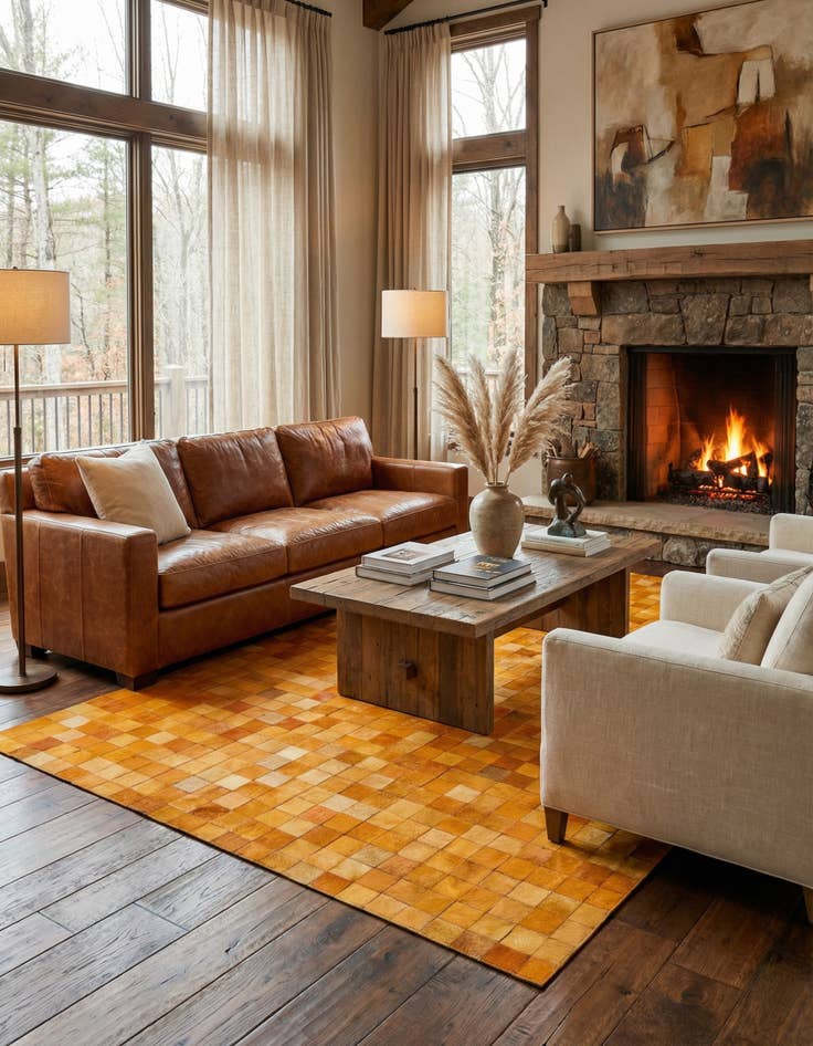 Detail image of 5' 3 x 8' 2 Cowhide Stocks Rug