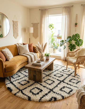 10' x 10' Lattice Shag Round Rug