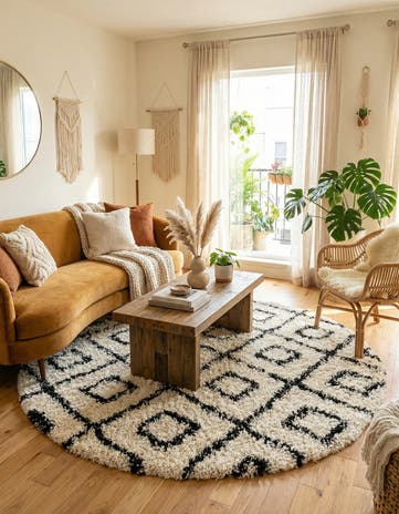 10' x 10' Lattice Shag Round Rug