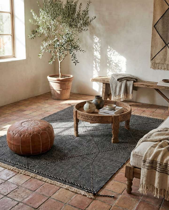 6' 1 x 7' 8 Hand Knotted Moroccan Wool Rug