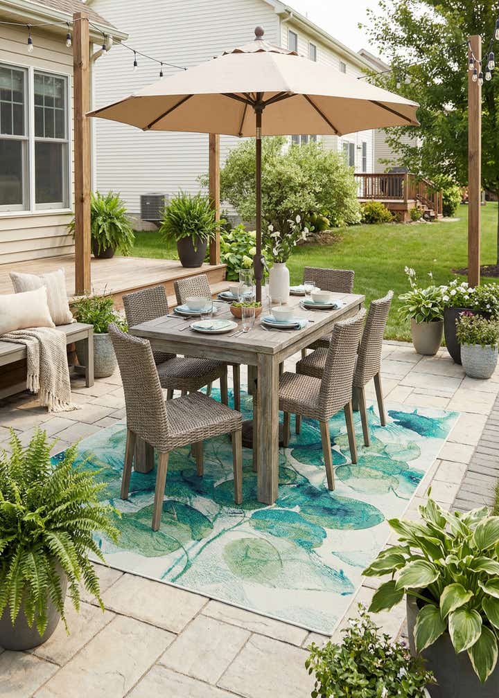 6' x 9' Easy-Clean Botanical Indoor / Outdoor Rug