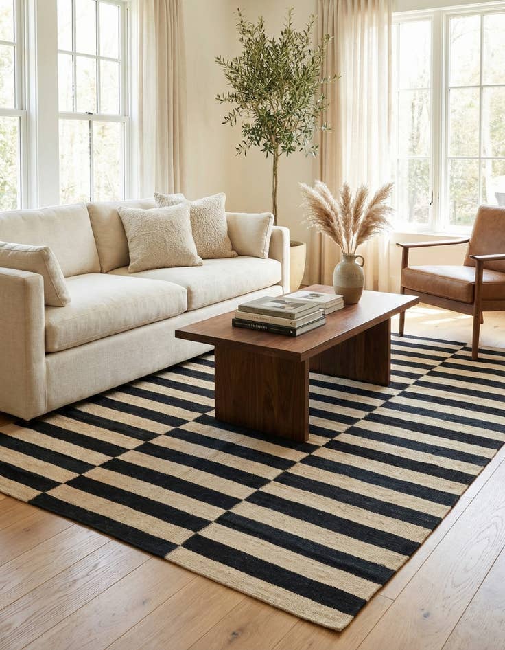 Detail image of 4' 2 x 5' 10  Hand Woven Kilim Modern Wool Rug