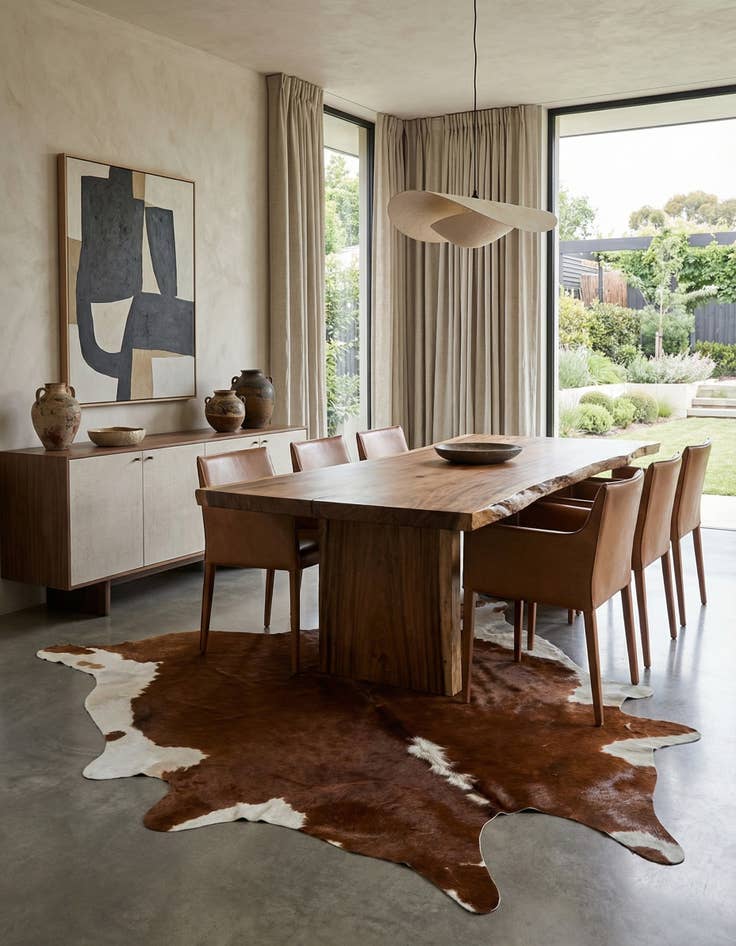 Detail image of 6' x 6' 2 Cowhide Leather Square Rug