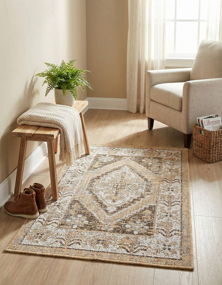Detail image of 2' x 3'  Washable Traditional Indoor / Outdoor Rug
