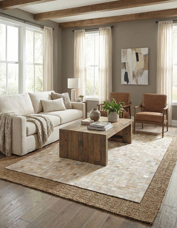 Detail image of 4' x 5' 8 Cowhide Stocks Rug