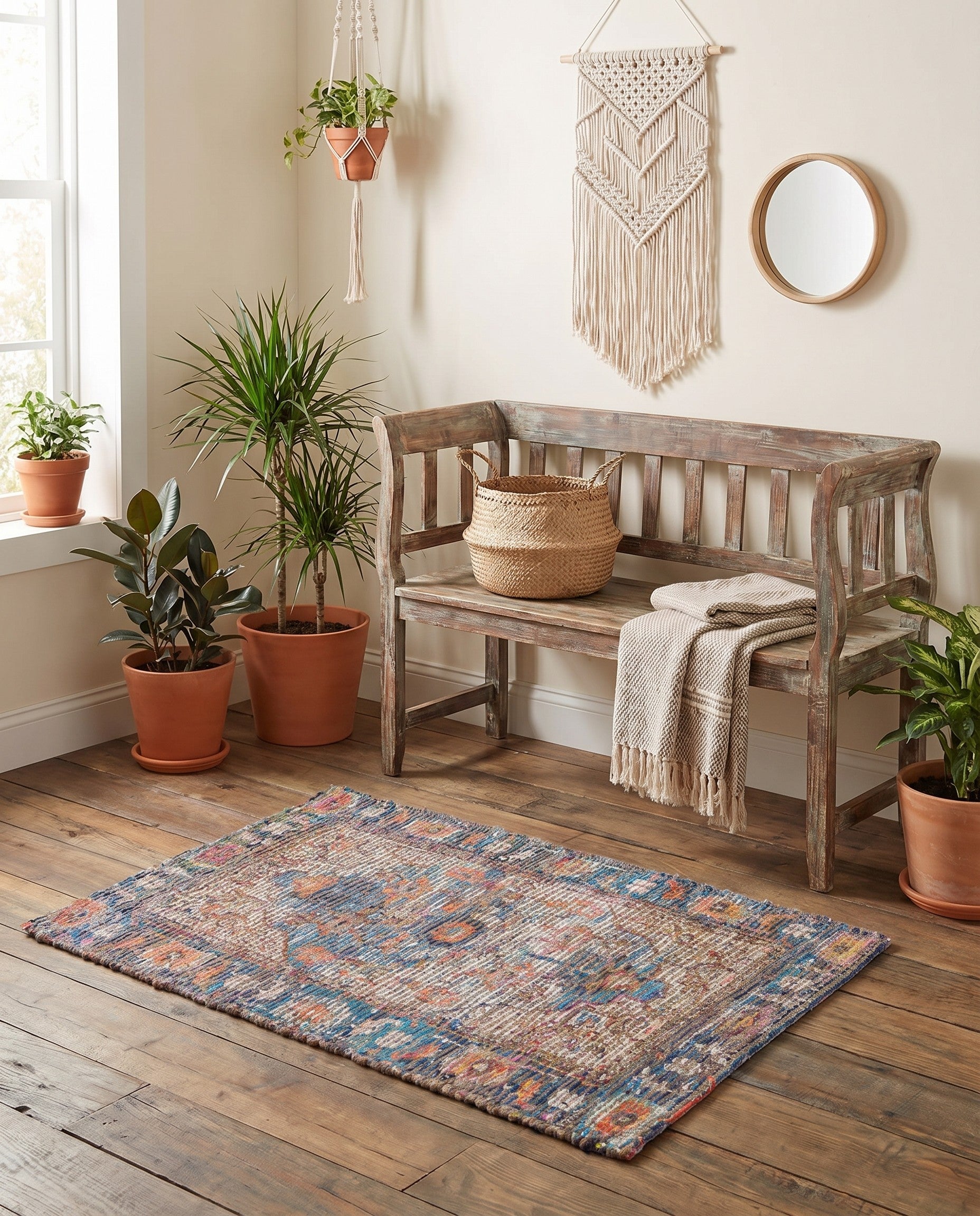 2' x 3' 1 Hand Woven Chenille Jute Rug