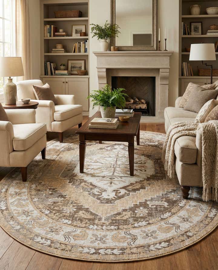 7' 10 x 10' Easy-Clean Traditional Indoor / Outdoor Oval Rug
