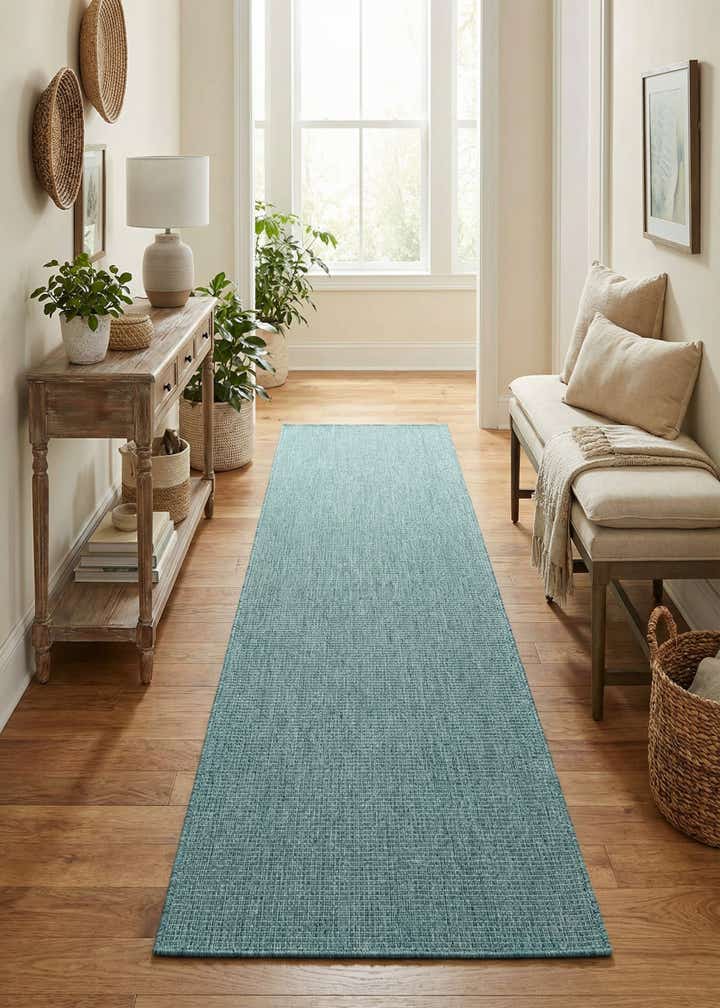2' 7 x 10' Easy-Clean Solid Indoor / Outdoor Runner Rug