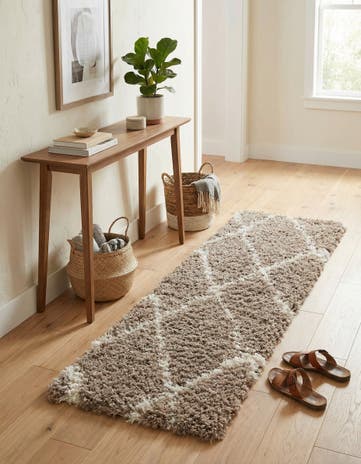 Khaki Infinity Shag Runner Rug